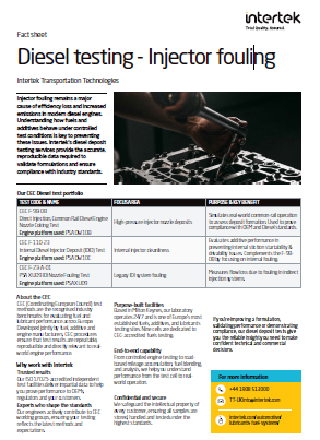 Diesel injector fouling fact sheet